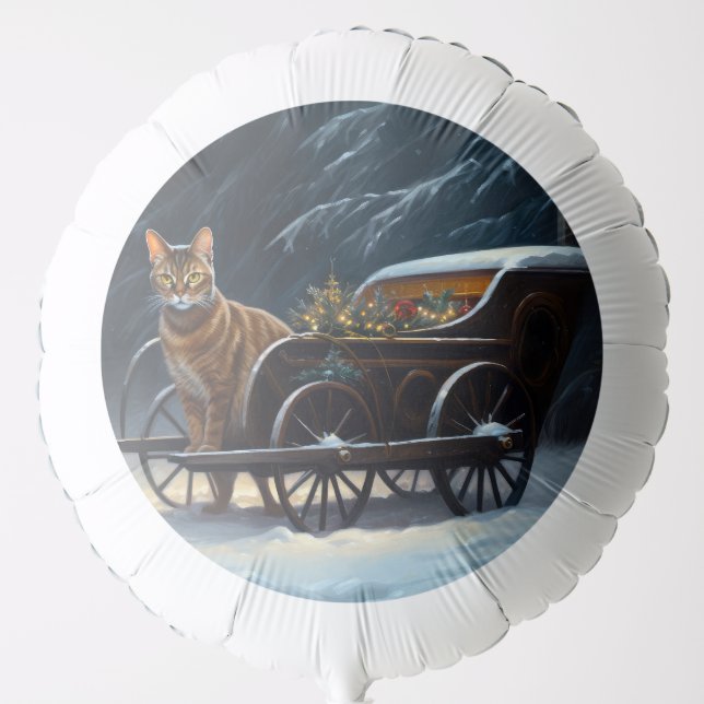 Abyssinian Snowy Sleigh Ride Christmas Decor Balloon (Front)