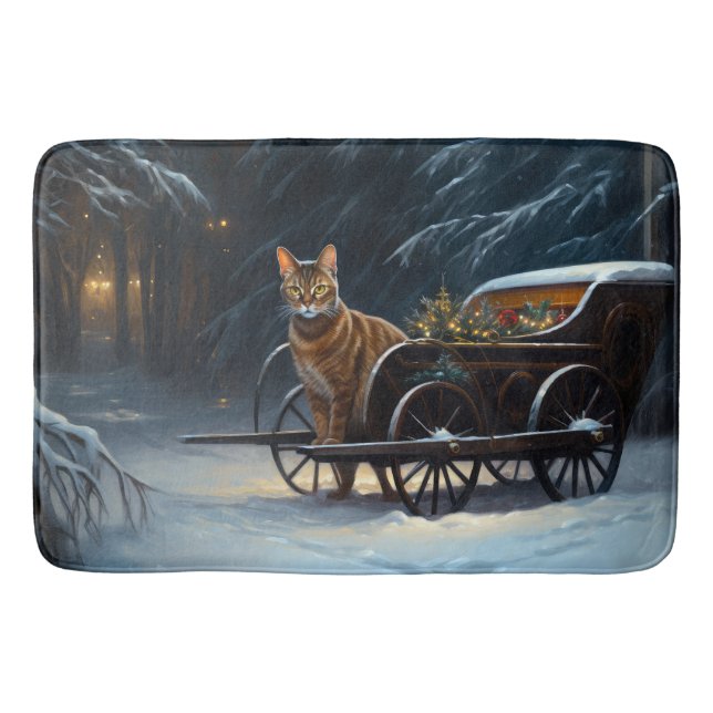 Abyssinian Snowy Sleigh Ride Christmas Decor Bath Mat (Front)