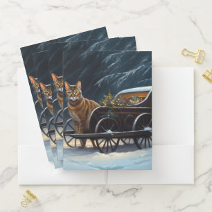 Abyssinian Snowy Sleigh Ride Christmas Decor Pocket Folder