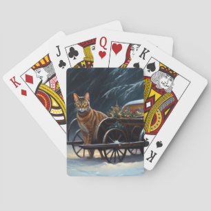 Abyssinian Snowy Sleigh Ride Christmas Decor Poker Cards