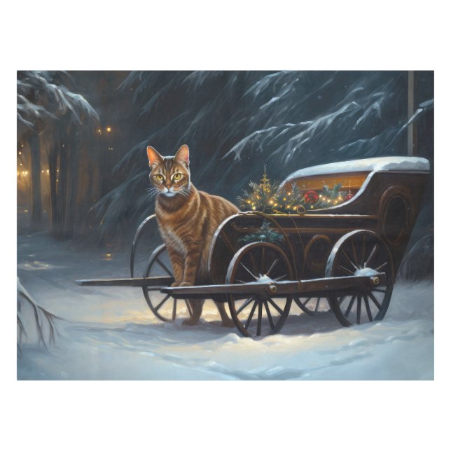 Abyssinian Snowy Sleigh Ride Christmas Decor Tablecloth (Front (Horizontal))