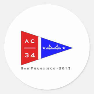 AC34 Burgee Print Classic Round Sticker