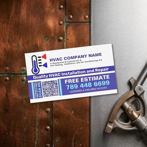 AC Air Conditioning (QR Code &amp; Logo) Unique HVAC Business Card Magnet