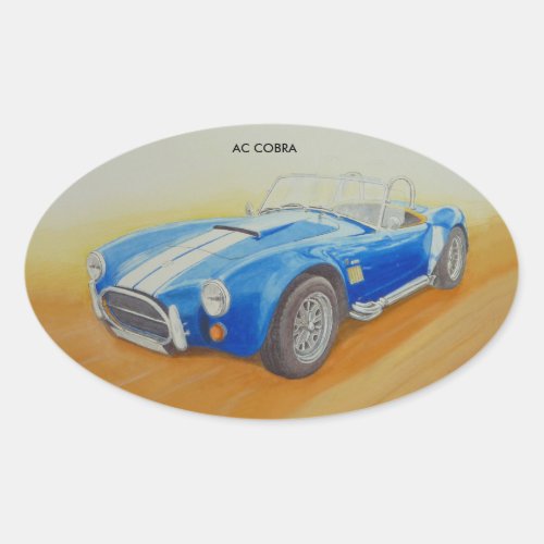 AC BLUE CLASSIC SPORTS CAR OVAL STICKER