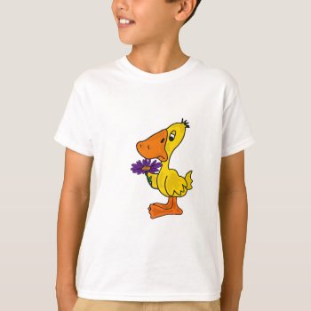 Ac- Duck With A Daisy Cartoon Shirt by inspirationrocks at Zazzle
