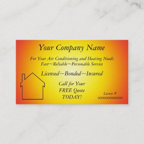 AC/Heating/Solar~Appliance Contractor Bus. Card Business Cards