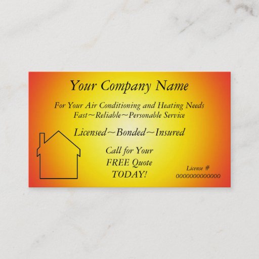 Customizable AC/Heating/Solar~Appliance Contractor Bus. Card Business Cards