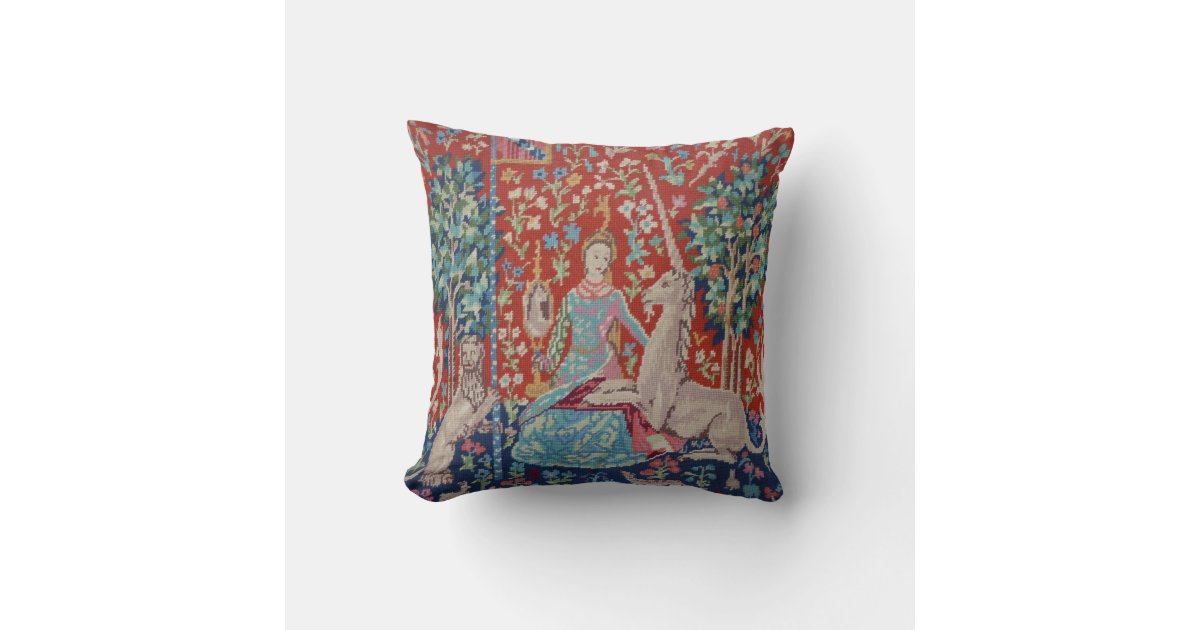AC Lady and the Unicorn Tapestry Photo Pillow Zazzle