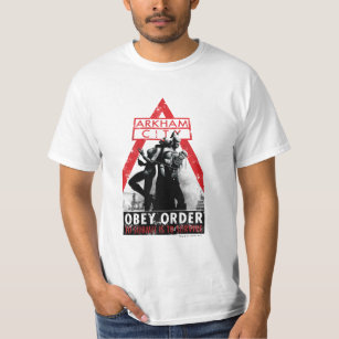 BATMAN ARKHAM CITY OBEY ORDER T-Shirt  camiseta cotton officially licensed 