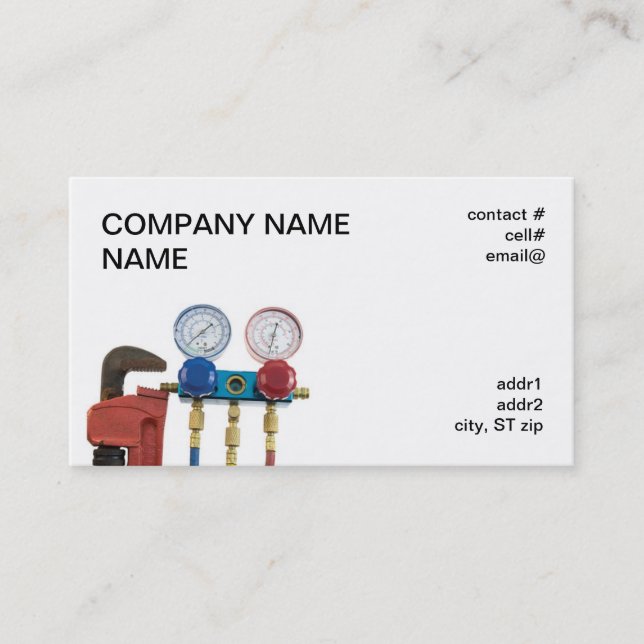 AC tools and pipe wrench Business Card (Front)