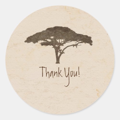 Acacia Tree African Safari Vintage Wedding Favor Classic Round Sticker