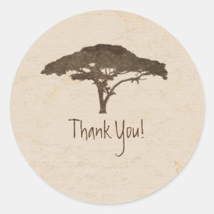 Acacia Tree African Safari Vintage Wedding Favor Classic Round Sticker