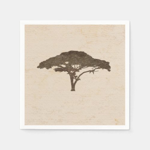 Acacia Tree African Safari Vintage Wedding Napkins