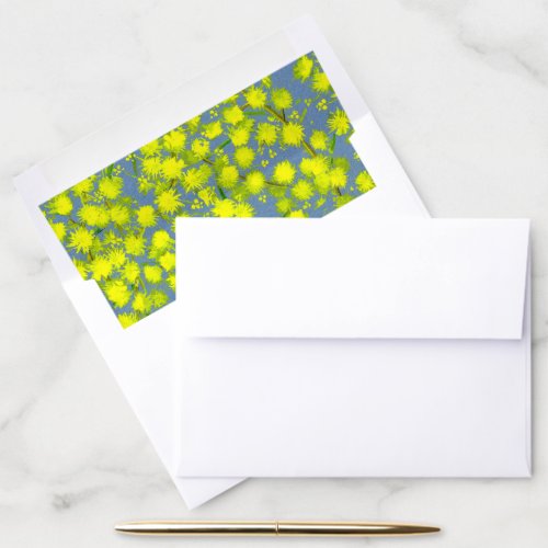 Acacia yellow wattle floral art pattern envelope liner