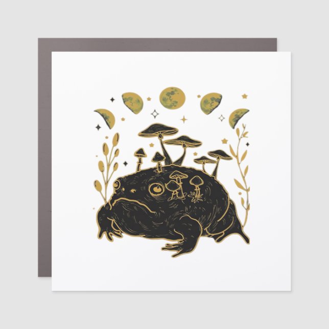 Academia Moon Witchy Goblincore Aesthetic Frog Cla Car Magnet (Front)