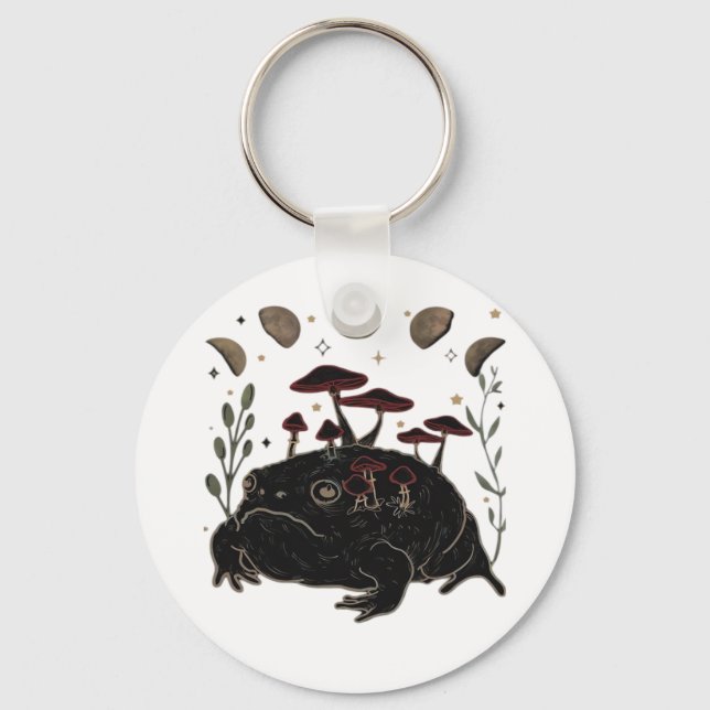 Academia Moon Witchy Goblincore Aesthetic Frog Cla Keychain (Front)
