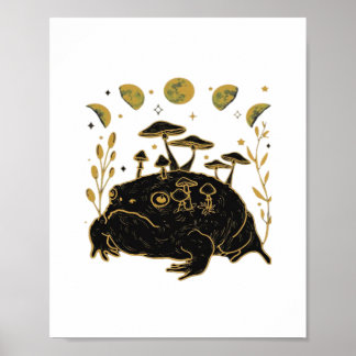 Academia Moon Witchy Goblincore Aesthetic Frog Cla Poster