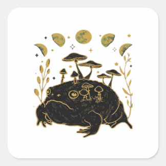 Academia Moon Witchy Goblincore Aesthetic Frog Cla Square Sticker