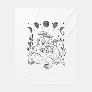 Academia Moon Witchy Goblincore Aesthetic Frog Fleece Blanket