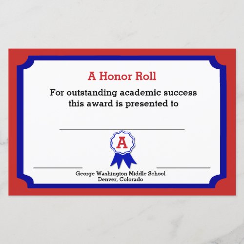 Academic Award Certificate