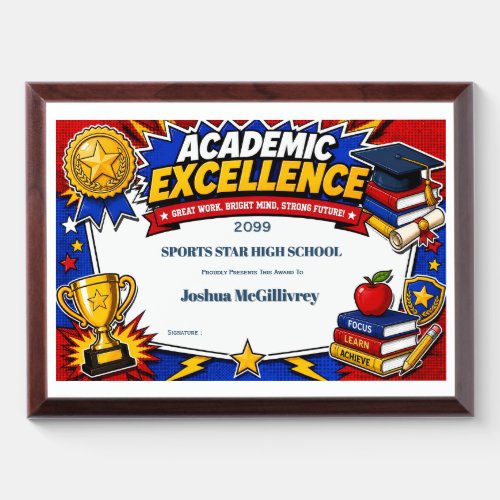 Academic Excellence High School Year End Award Plaque