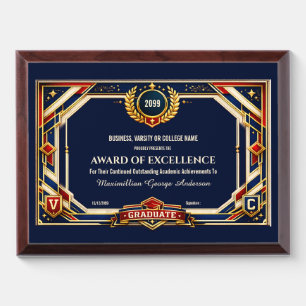 Academic Graduate editable college varsity Award Plaque