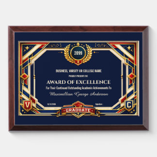 Academic Graduate editable college varsity Award Plaque