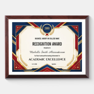 Academic recognition editable college varsity award plaque
