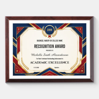 Academic recognition editable college varsity award plaque