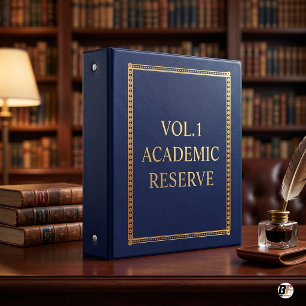 Academic Reserve Classic Typography Navy Gold 3 Ring Binder