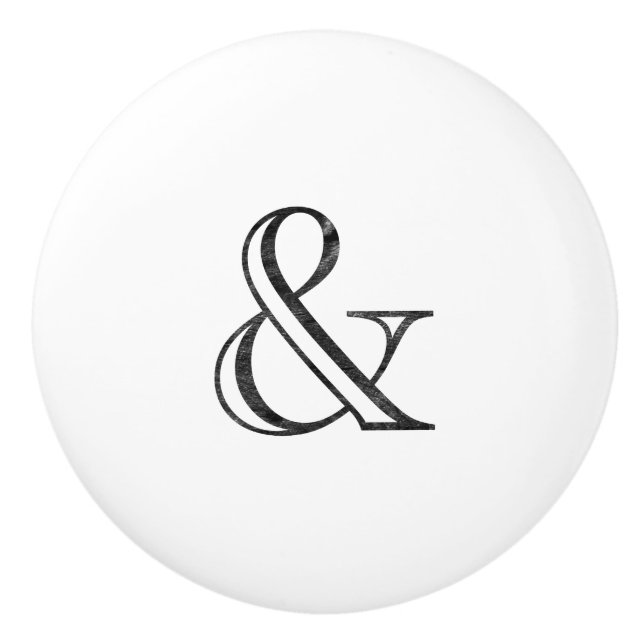 Academy Engraved Ampersand Black Ceramic Knob (Front)