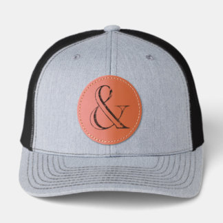 Academy Engraved Ampersand Black Leather Patch Hat