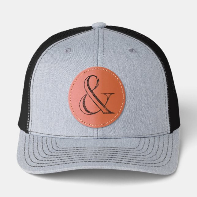 Academy Engraved Ampersand Black Leather Patch Hat (Front)