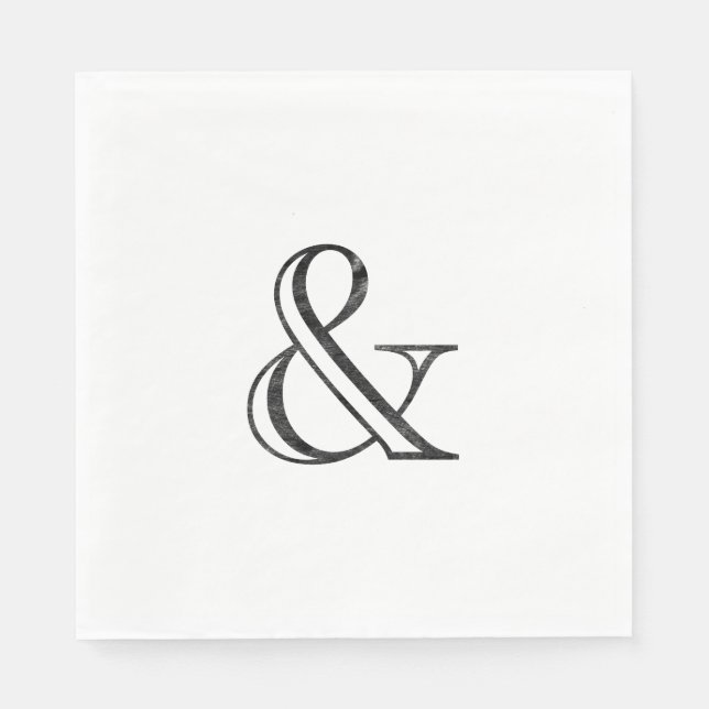 Academy Engraved Ampersand Black Paper Napkins (Front)