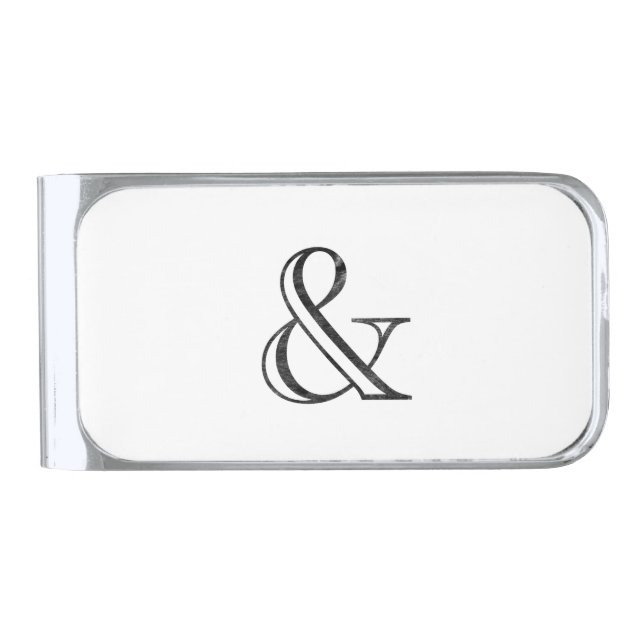 Academy Engraved Ampersand Black Silver Finish Money Clip (Front)