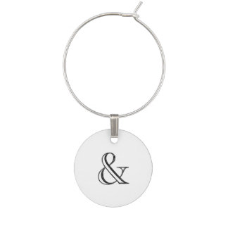 Academy Engraved Ampersand Black Wine Glass Charm
