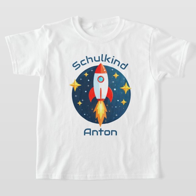 Academy - Rocket yellow star - schoolchild | T-Shirt (Laydown)