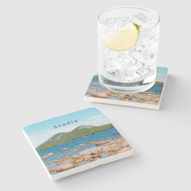 Acadia Bubble Mountains Jordan Pond National Park Stone Coaster (Side)