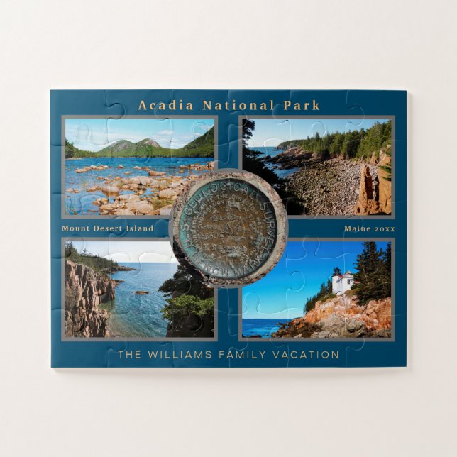 Acadia Cadillac Mountain Marker Custom Photo Jigsaw Puzzle (Horizontal)