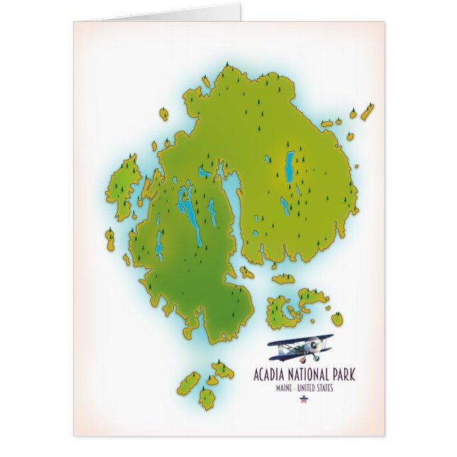 Acadia, Maine National Park map Travel map. Card (Front)