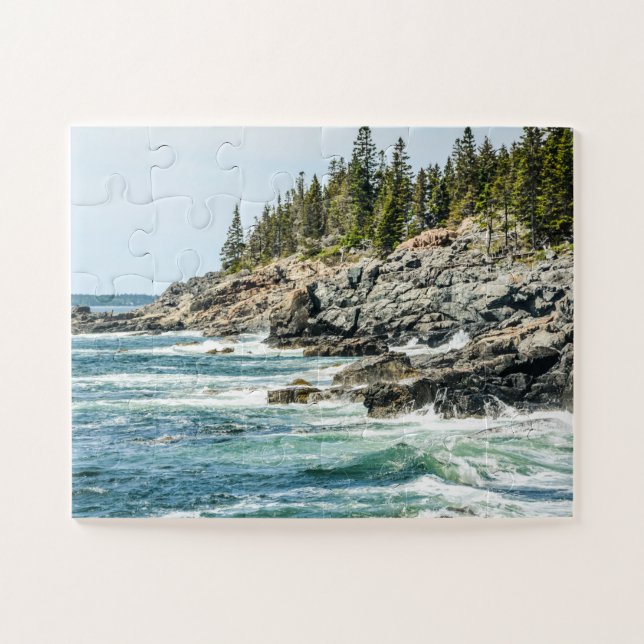 Acadia Maine Ocean Waves Oversized Jigsaw Puzzle (Horizontal)