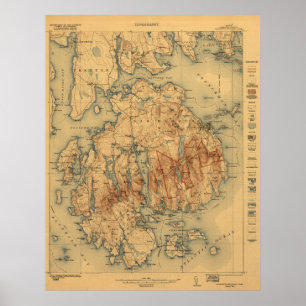 Acadia National Park 1922 Topographic Map Poster