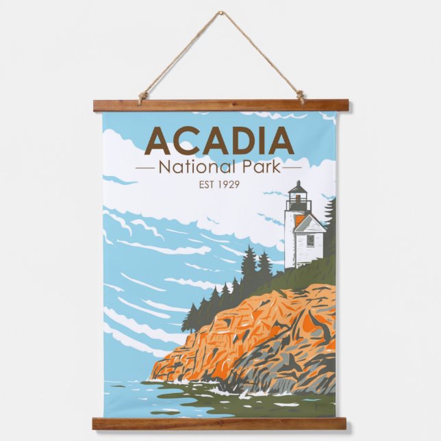 Acadia National Park Bar Harbor Lighthouse  Hanging Tapestry (Front)