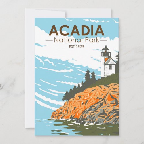 Acadia National Park Bar Harbor Lighthouse  Holiday Card