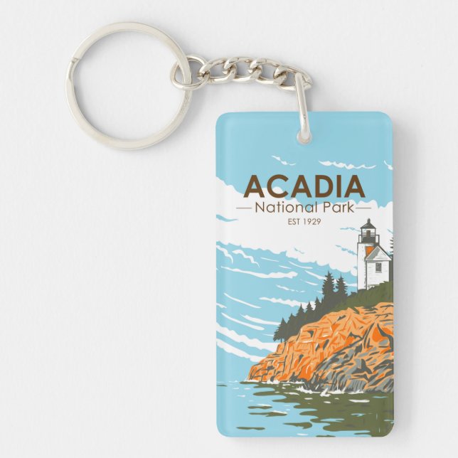 Acadia National Park Bar Harbor Lighthouse Keychain (Front)