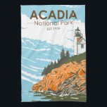Acadia National Park Bar Harbor Lighthouse  Kitchen Towel<br><div class="desc">Acadia vector artwork design. Acadia National Park is primarily on Maine's Mount Desert Island. Its landscape is marked by woodland,  rocky beaches and glacier-scoured granite peaks such as Cadillac Mountain.</div>