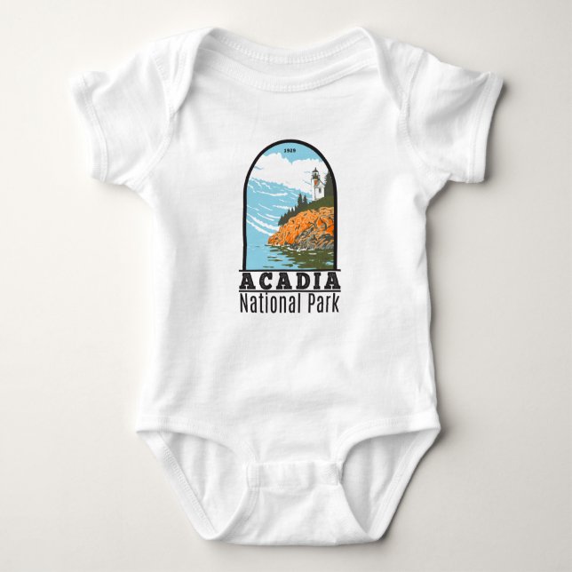 Acadia National Park Bar Harbor Lighthouse Maine Baby Bodysuit (Front)