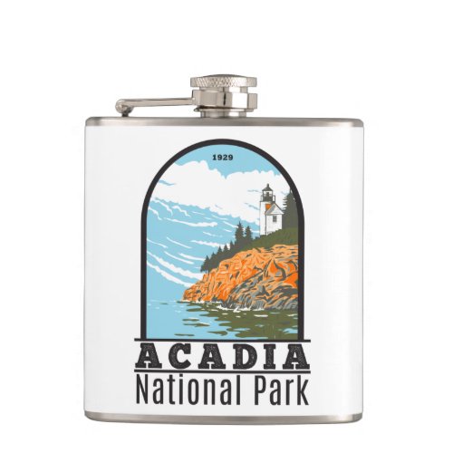 Acadia National Park Bar Harbor Lighthouse Maine Flask