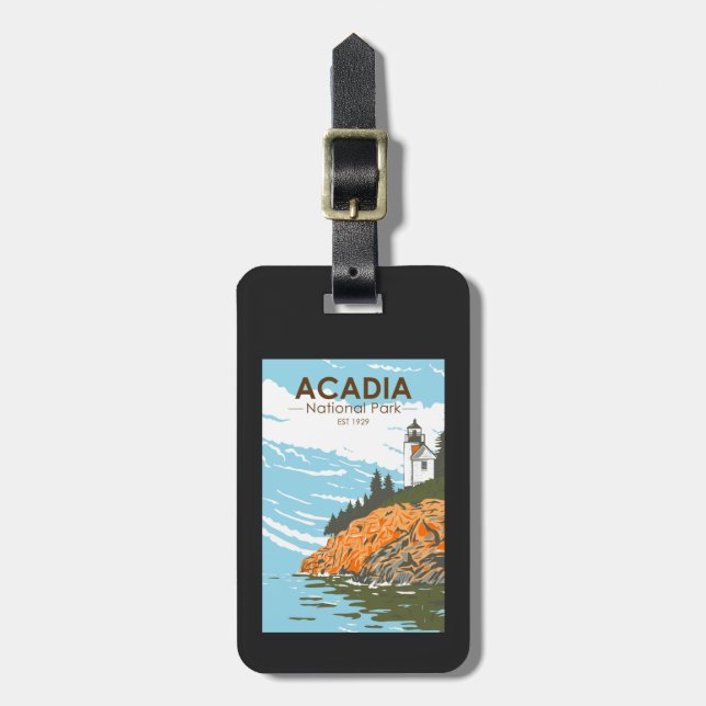 Acadia National Park Bar Harbor Lighthouse Maine Luggage Tag (Front Vertical)