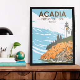 Acadia National Park Bar Harbor Lighthouse Maine Poster